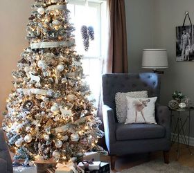 how to make a silver and white flocked christmas tree, christmas decorations, crafts, seasonal holiday decor