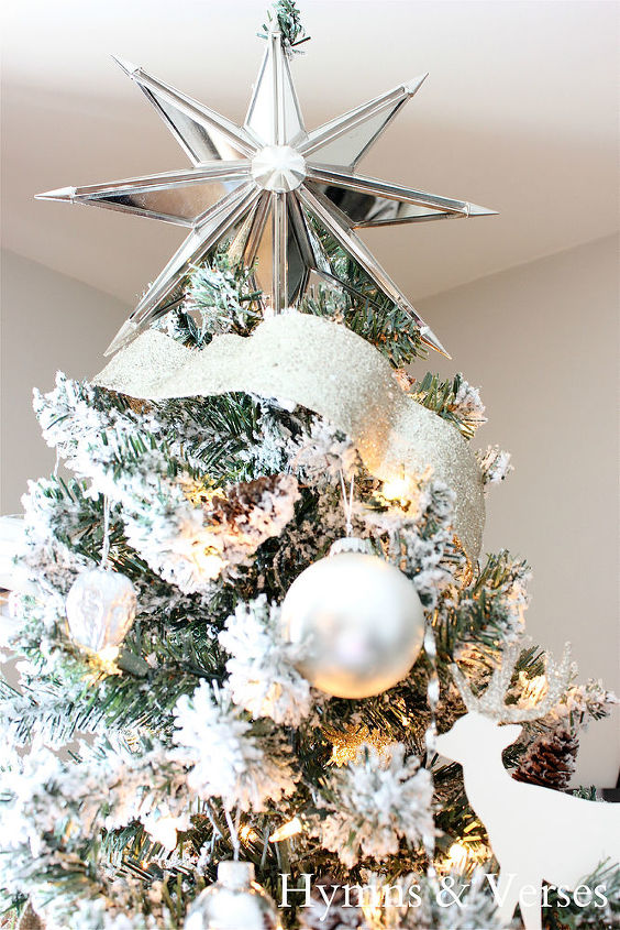 how to make a silver and white flocked christmas tree, christmas decorations, crafts, seasonal holiday decor