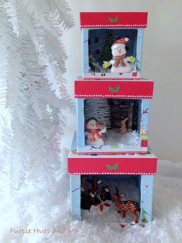 cajas de navidad apilables dioramas iluminados