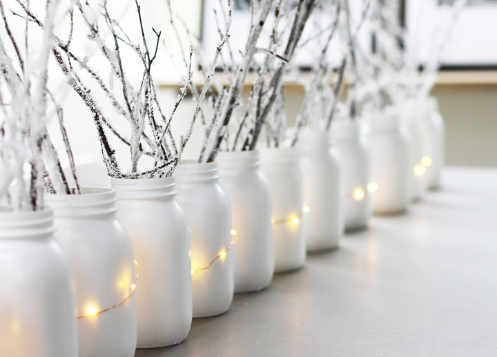 set a winter white table, christmas decorations, crafts, mason jars, repurposing upcycling, seasonal holiday decor