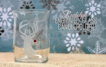 Rudolph Engraved Glass Candleholder
