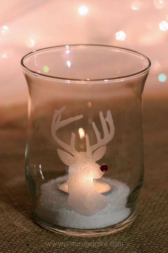 how to make a rudolph engraved glass candleholder, christmas decorations, crafts, repurposing upcycling, seasonal holiday decor
