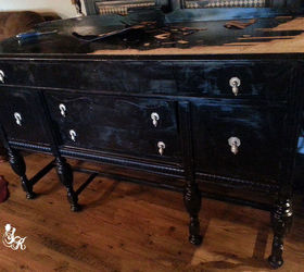 painting a beautiful mahogany veneered buffet, decoupage, painted furniture, repurposing upcycling, woodworking projects