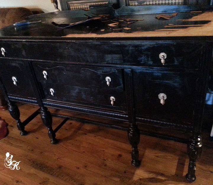 painting a beautiful mahogany veneered buffet, decoupage, painted furniture, repurposing upcycling, woodworking projects