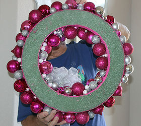 how to make a christmas wreath from pink bulbs, christmas decorations, crafts, seasonal holiday decor, wreaths