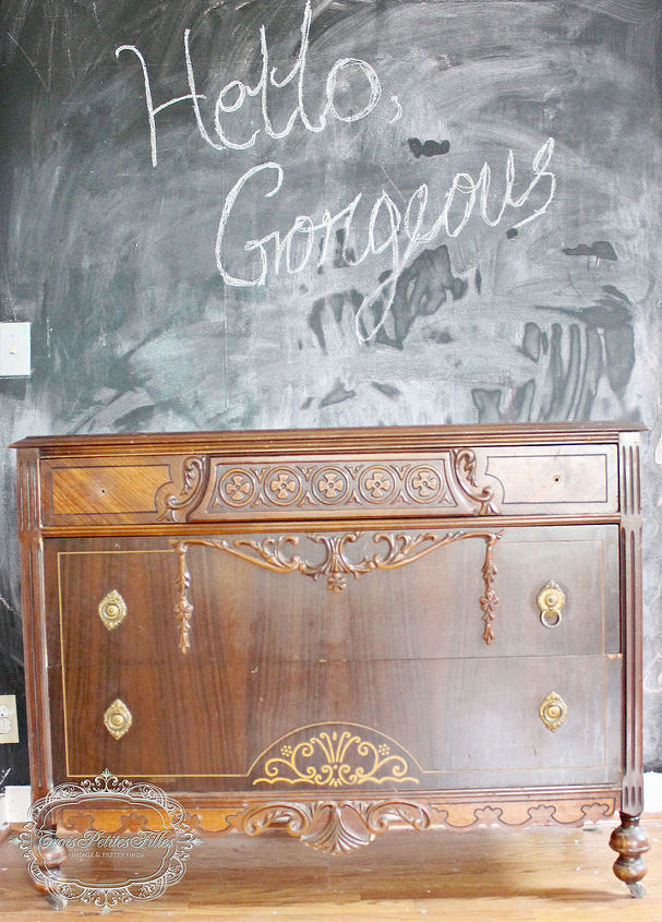 Black And Gold Distressed Dresser Hometalk