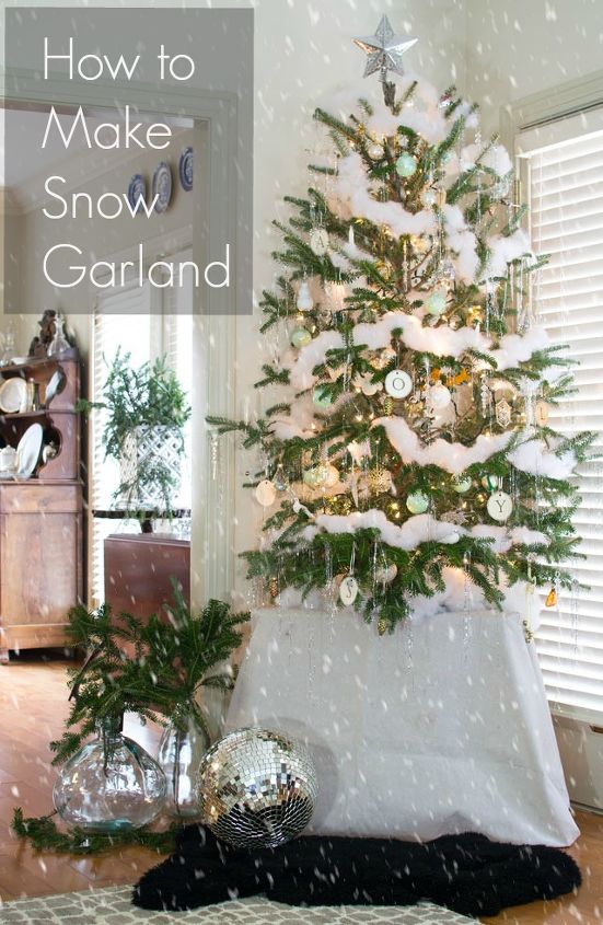 create wintry flocked snow garland for your christmas tree