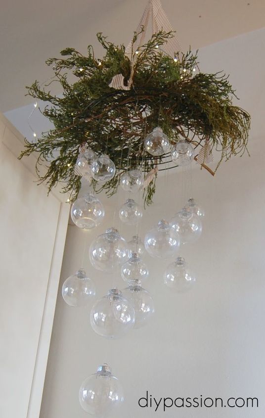 diy clear ornament hanging chandelier, christmas decorations, crafts, repurposing upcycling, seasonal holiday decor