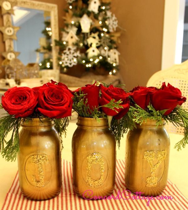 how to make joy gold mason jars, christmas decorations, crafts, mason jars, repurposing upcycling, seasonal holiday decor