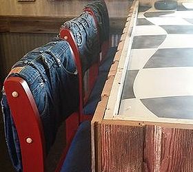 how to make blue jean bar stools, dining room ideas, entertainment rec rooms, repurposing upcycling, reupholster