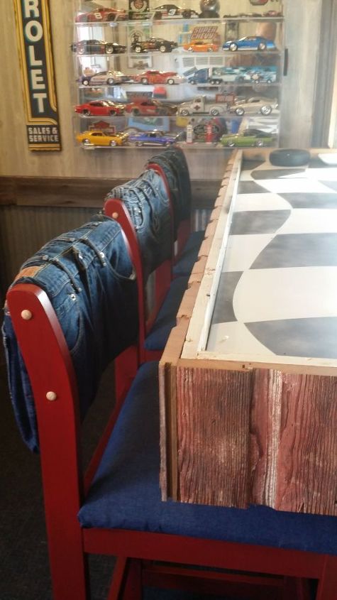 how to make blue jean bar stools, dining room ideas, entertainment rec rooms, repurposing upcycling, reupholster