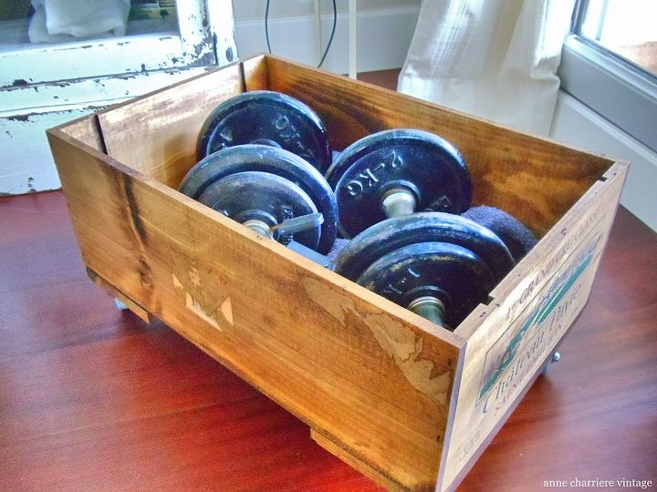 how to reuse wooden wine crates, home decor, repurposing upcycling, woodworking projects, Set of weights storage