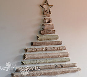 burlap roll tree, christmas decorations, crafts, repurposing upcycling, seasonal holiday decor