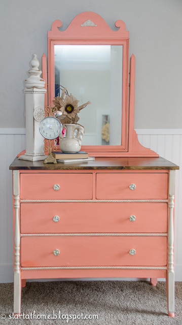 how to give a vanity a refinished coral look, painted furniture, repurposing upcycling