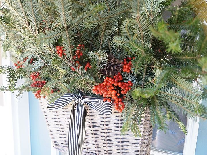how to make a christmas door basket, christmas decorations, crafts, repurposing upcycling, seasonal holiday decor, wreaths