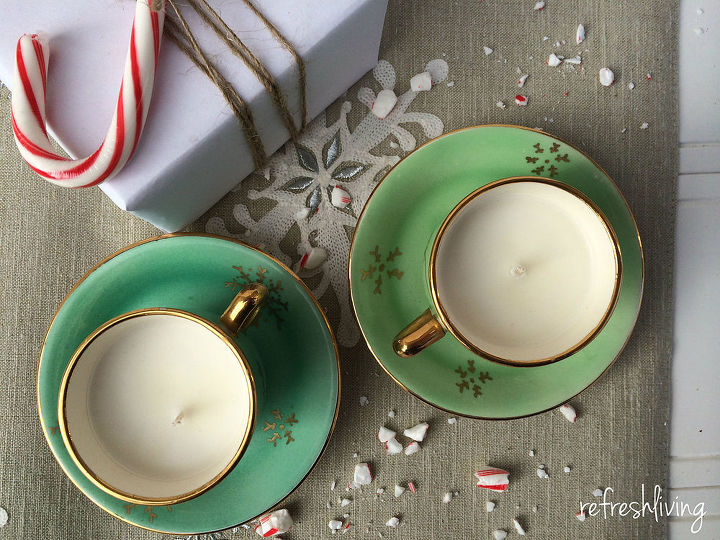 how to make teacup candles, christmas decorations, crafts, repurposing upcycling, seasonal holiday decor