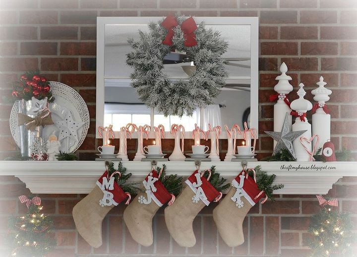 thrifty christmas mantel, christmas decorations, fireplaces mantels, painting, seasonal holiday decor
