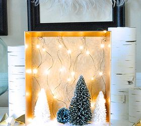 diy christmas woodland fairy light shadow boxes, christmas decorations, crafts, seasonal holiday decor