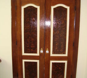 dramatic door makeover with fake wood grain stencil, doors, painting, woodworking projects, Double Doors After