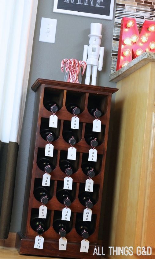 how to turn a wine rack into mommy s advent calendar, christmas decorations, crafts, kitchen design, seasonal holiday decor