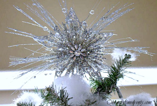 silver and white snow filled christmas tree, christmas decorations, crafts, seasonal holiday decor