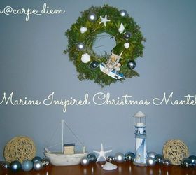 marine inspired christmas mantel, christmas decorations, fireplaces mantels, seasonal holiday decor, wreaths