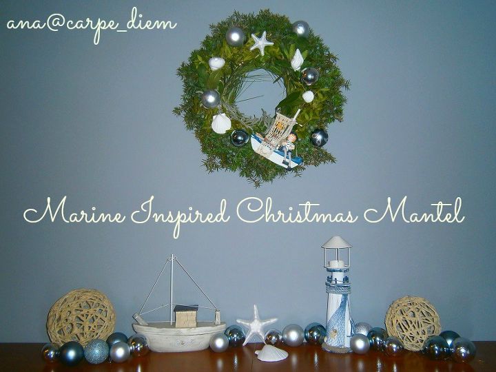 marine inspired christmas mantel, christmas decorations, fireplaces mantels, seasonal holiday decor, wreaths