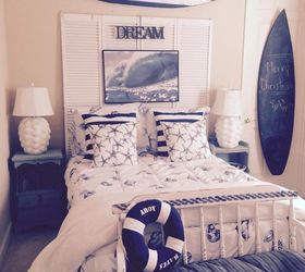 coastal colors sea glass and sea spray beach chic guest room, bedroom ideas, chalk paint, painted furniture, painting, repurposing upcycling