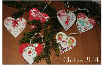 Decoupage Christmas Wooden Hearts - 2014