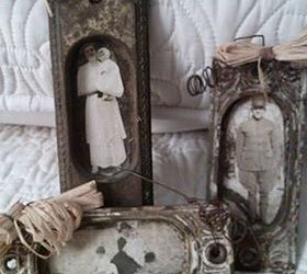 use hardware to show off old family pictures, christmas decorations, crafts, decoupage, repurposing upcycling, seasonal holiday decor