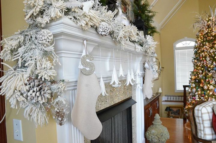 wintery christmas mantel decor, christmas decorations, fireplaces mantels, living room ideas, seasonal holiday decor
