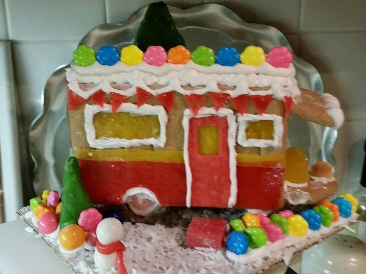 turn your gingerbread house into a christmas glamper, christmas decorations, crafts, seasonal holiday decor