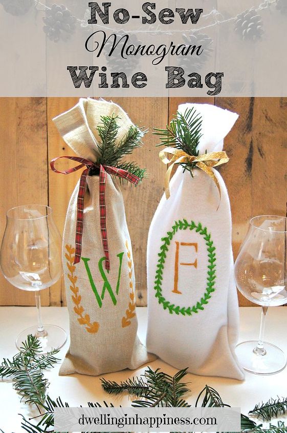bolsa de vino con monograma sin coser