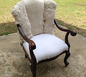 painted and upholstered wingback chair, chalk paint, painted furniture, reupholster