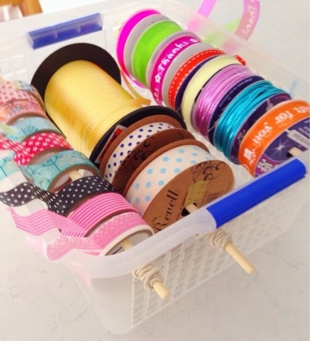 diy organised storage for ribbon string and tape, craft rooms, crafts, organizing, storage ideas