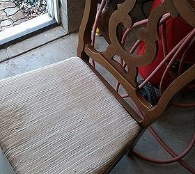 diy painted and reupholstered dining room set, painted furniture, reupholster