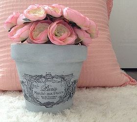 gorgeous french frame flower pot, chalk paint, container gardening, crafts, decoupage, flowers