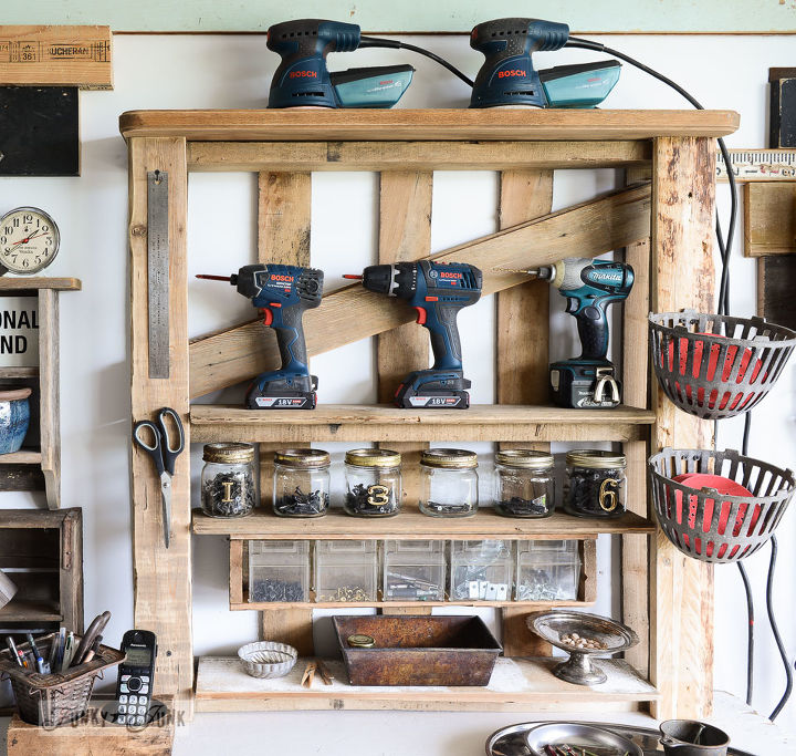 from a lowly pallet to the ultimate tool storage shelf, pallet, shelving ideas, storage ideas, tools, woodworking projects