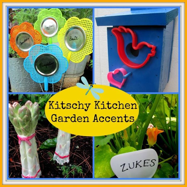 garden projects from repurposed items, container gardening, crafts, flowers, gardening, repurposing upcycling, seasonal holiday decor, wreaths, 5 Kitschy Kitchen Garden Accents