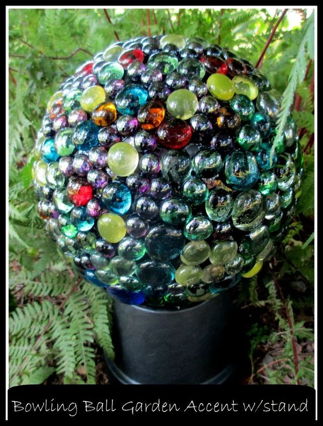 garden projects from repurposed items, container gardening, crafts, flowers, gardening, repurposing upcycling, seasonal holiday decor, wreaths, 6 Bowling Ball Garden Accent