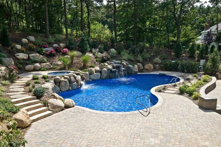 beautiful outdoor living decor in long island home, concrete masonry, decks, gardening, landscape, outdoor living, patio, ponds water features, pool designs, Seasonally Blooming Plants Long Island NY