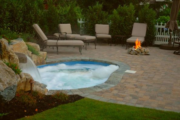 beautiful outdoor living decor in long island home, concrete masonry, decks, gardening, landscape, outdoor living, patio, ponds water features, pool designs, Small Backyard Long Island NY