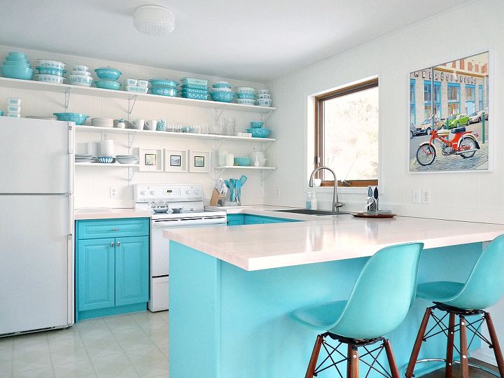 budget friendly turquoise kitchen makeover, kitchen design