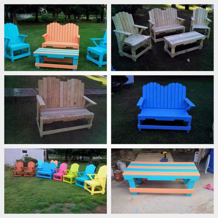outdoor pallet furniture, painted furniture, pallet