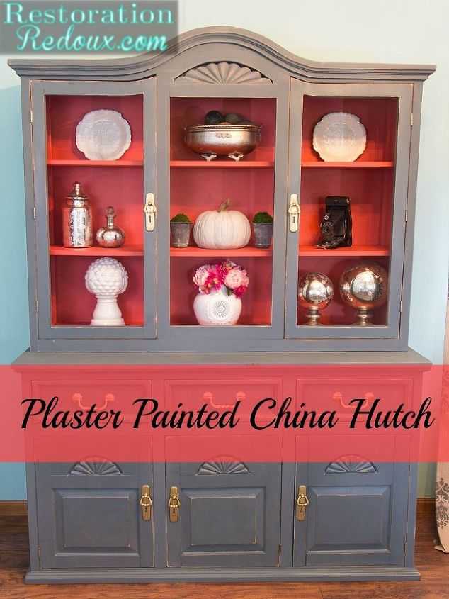 plaster painted china hutch, painted furniture