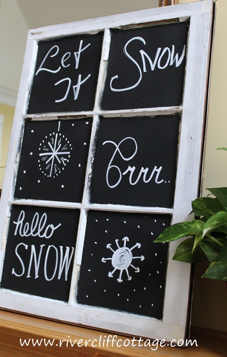 winter chalkboard paint repurposed window project, chalkboard paint, crafts, repurposing upcycling