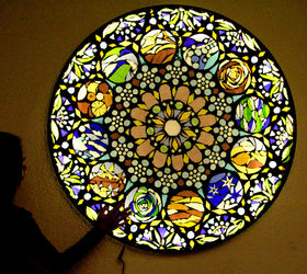 Up-cycle Old Glass Table Top to Stained Glass Mosaic Wall Light