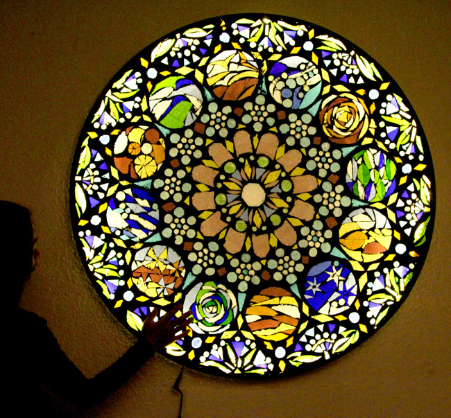 Up-cycle Old Glass Table Top to Stained Glass Mosaic Wall  Up-cycle Old Glass Table Top to Stained Glass Mosaic Wall