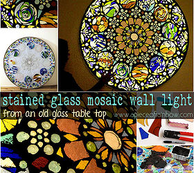 up cycle old glass table top to stained glass mosaic wall light, crafts, diy, lighting, repurposing upcycling, wall decor