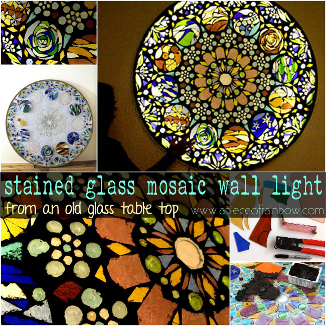 up cycle old glass table top to stained glass mosaic wall light, crafts, diy, lighting, repurposing upcycling, wall decor